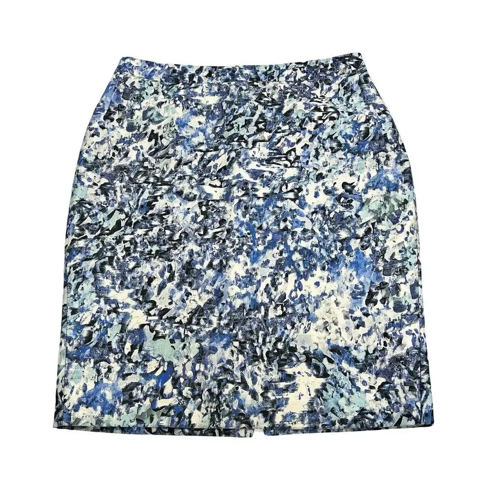 Reiss Pencil Skirt Womens Size 10 Ice Blue Mattea Jacquard Lined Business
